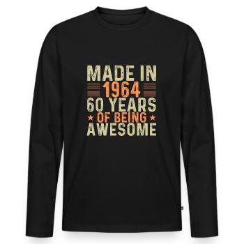 Made In 1964 60 Years Of Being Awesome - Men's Premium Organic Long Sleeve Shirt - black - Front - Nico (187cm)