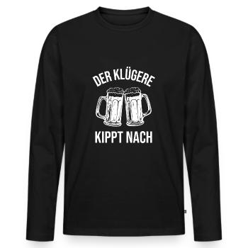 Der Klügere Kippt Nach - Männer Premium Bio Langarmshirt - Schwarz - Vorne - Nico (187cm)