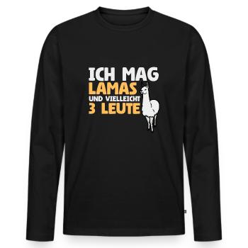 J’aime les lamas et peut-être 3 personnes - T-shirt manches longues Premium bio Homme - noir - Devant - Nico (187cm)