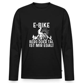 Je ne me soucie pas de la montagne ou de la vallée en vélo électrique ! - T-shirt manches longues Premium bio Homme - noir - Devant - Nico (187cm)