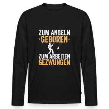 Born to fish, forced to work - Men's Premium Organic Long Sleeve Shirt - black - Front - Nico (187cm)