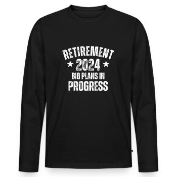 Retraite 2024 : grands projets en cours - T-shirt manches longues Premium bio Homme - noir - Devant - Nico (187cm)