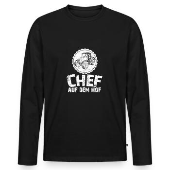 Chef auf dem Hof - Männer Premium Bio Langarmshirt - Schwarz - Vorne - Nico (187cm)