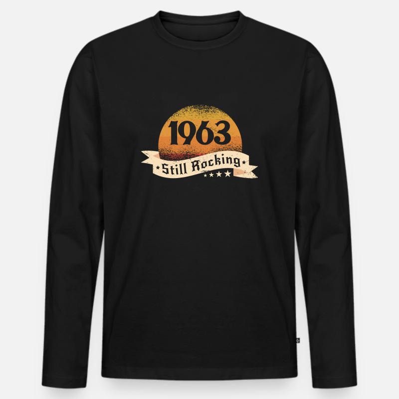 1963 - Männer Premium Bio Langarmshirt - Schwarz