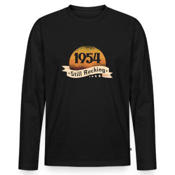 1954 - Männer Premium Bio Langarmshirt - Schwarz - Vorne - Nico (187cm)