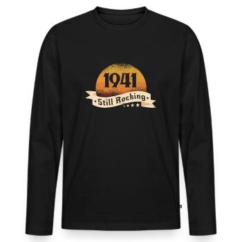 1941 - Men's Premium Organic Long Sleeve Shirt - black - Front - Nico (187cm)