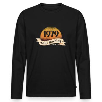 1979 - T-shirt manches longues Premium bio Homme - noir - Devant - Nico (187cm)