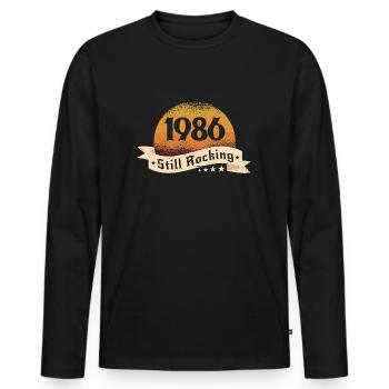 1986 - T-shirt manches longues Premium bio Homme - noir - Devant - Nico (187cm)