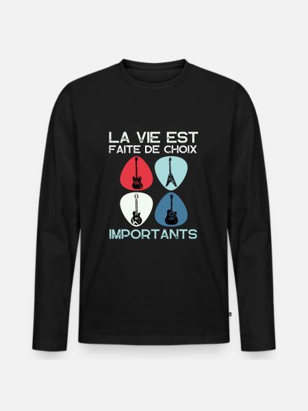 Guitariste humour guitare cadeau homme femme - T-shirt manches longues Premium bio Homme - noir