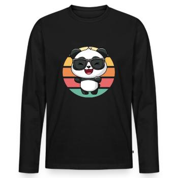 Cool Panda with Sunglasses Vintage Sunset - Men's Premium Organic Long Sleeve Shirt - black - Front - Nico (187cm)