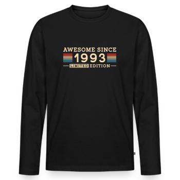 Vintage Baujahr 1993 geboren Geburtstag Geschenk - Männer Premium Bio Langarmshirt - Schwarz - Vorne - Nico (187cm)