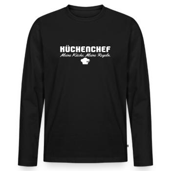 Küchenchef Gastronomie Hobbykoch - Männer Premium Bio Langarmshirt - Schwarz - Vorne - Nico (187cm)