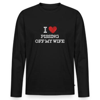 J’ADORE ÉNERVER MA FEMME - T-shirt manches longues Premium bio Homme - noir - Devant - Nico (187cm)