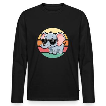 Cool Elephant With Sunglasses Vintage Sunset - Men's Premium Organic Long Sleeve Shirt - black - Front - Nico (187cm)