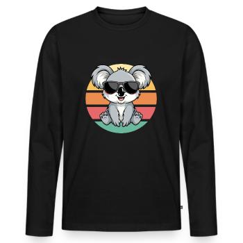 Cooler Koala Mit Sonnenbrille Vintage Sunset - Männer Premium Bio Langarmshirt - Schwarz - Vorne - Nico (187cm)