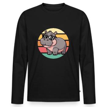 Cheval Cool Avec Lunettes De Soleil Vintage Sunset - T-shirt manches longues Premium bio Homme - noir - Devant - Nico (187cm)
