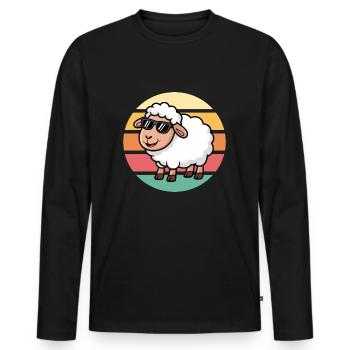 Cooles Schaf Mit Sonnenbrille Vintage Sunset - Männer Premium Bio Langarmshirt - Schwarz - Vorne - Nico (187cm)