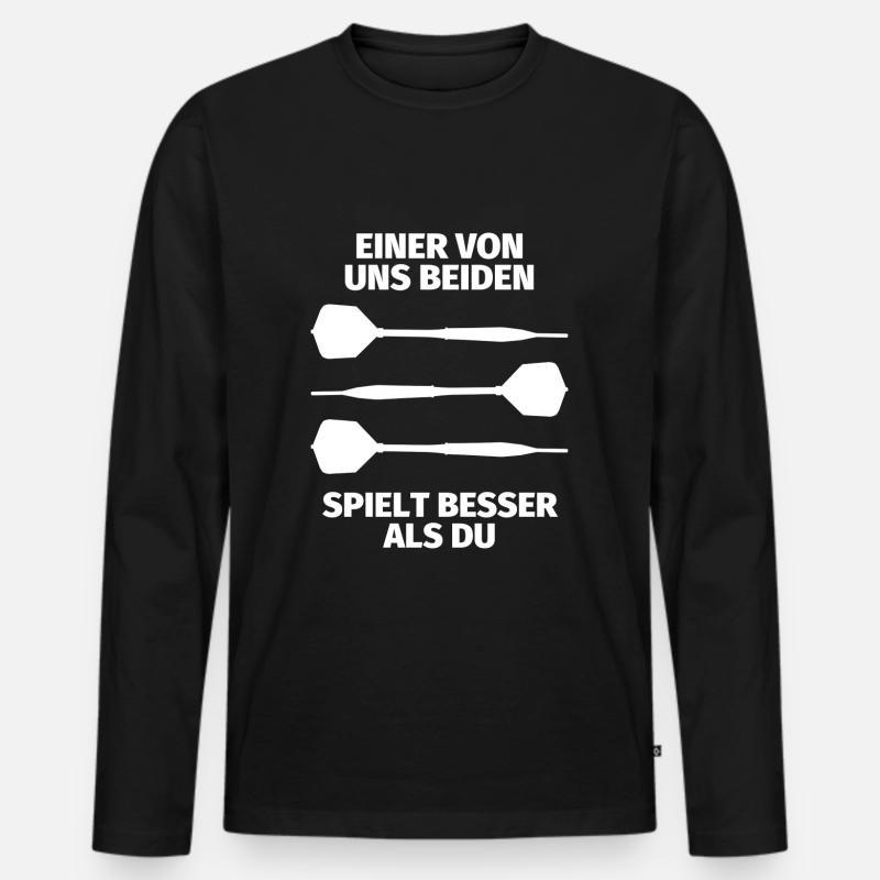 Darts lustiger Spruch - Männer Premium Bio Langarmshirt - Schwarz
