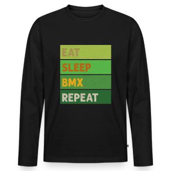 Eat Sleep BMX Repeat - Men's Premium Organic Long Sleeve Shirt - black - Front - Nico (187cm)