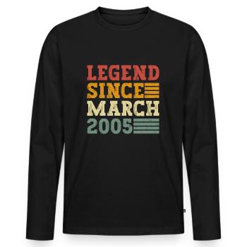 Legend since March 2005 - Men's Premium Organic Long Sleeve Shirt - black - Front - Nico (187cm)