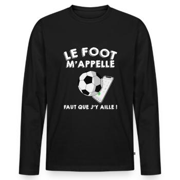 Match supporter de foot cadeau footballeur - T-shirt manches longues Premium bio Homme - noir - Devant - Nico (187cm)