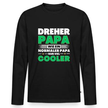 Dreher Papa wie ein normaler nur viel cooler - Männer Premium Bio Langarmshirt - Schwarz - Vorne - Nico (187cm)