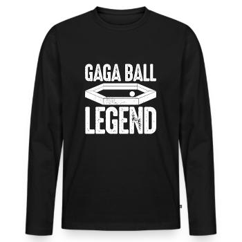 Gaga Ball Légende Dodgeball Gagaball Joueur Gaga - T-shirt manches longues Premium bio Homme - noir - Devant - Nico (187cm)