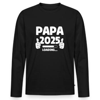 Papa 2025 Loading - Männer Premium Bio Langarmshirt - Schwarz - Vorne - Nico (187cm)