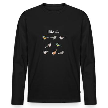 Mésange bleue Mésange charbonnière et plus d'oiseaux cadeau d'oiseau drôle - T-shirt manches longues Premium bio Homme - noir - Devant - Nico (187cm)
