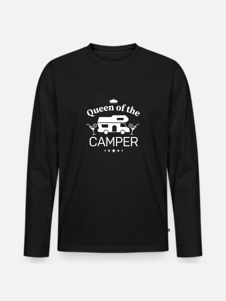 Queen of the Camper van - Gift for Camping Woman - Men's Premium Organic Long Sleeve Shirt - black