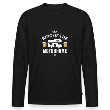 King of the Motorhome - Gift for Camping Fan - Men's Premium Organic Long Sleeve Shirt - black - Front - Nico (187cm)