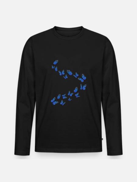 Girl Beautiful Butterfly - Men's Premium Organic Long Sleeve Shirt - black