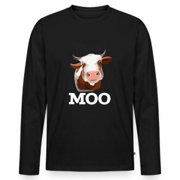 Funny cow muh farm animal humor - Men's Premium Organic Long Sleeve Shirt - black - Front - Nico (187cm)