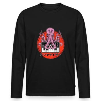 Modular Synthesizer Octopus Techno Acid Keyboard - Men's Premium Organic Long Sleeve Shirt - black - Front - Nico (187cm)