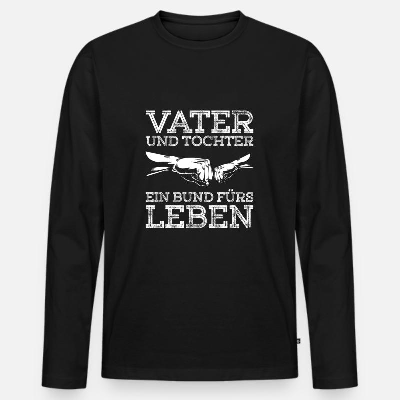 Vater Tochter Spruch Eltern Kind - Männer Premium Bio Langarmshirt - Schwarz