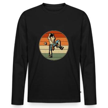 Escalade de la roche Indoor Retro Alpiniste - T-shirt manches longues Premium bio Homme - noir - Devant - Nico (187cm)