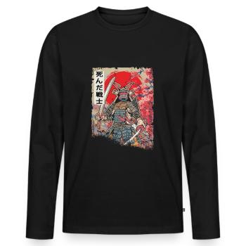 Japanese Samurai Warrior Japan Swordsman - Men's Premium Organic Long Sleeve Shirt - black - Front - Nico (187cm)