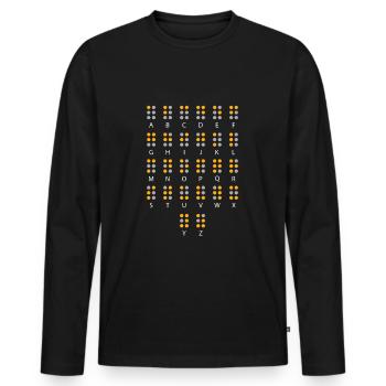 Braille Alphabet Art aveugle - T-shirt manches longues Premium bio Homme - noir - Devant - Nico (187cm)
