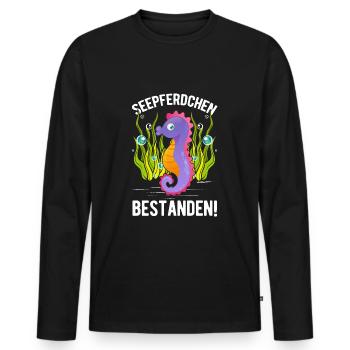 Hippocampe insigne de natation réussi - T-shirt manches longues Premium bio Homme - noir - Devant - Nico (187cm)