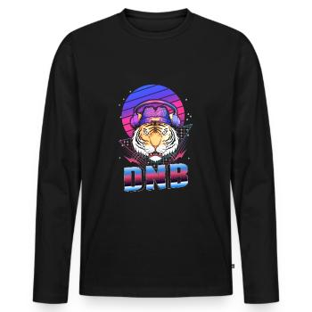 Drum Bass Tiger Electronic Music Vaporwave - Men's Premium Organic Long Sleeve Shirt - black - Front - Nico (187cm)