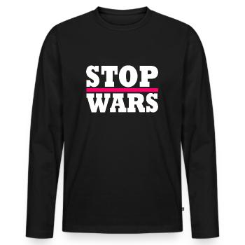 Stop wars - T-shirt manches longues Premium bio Homme - noir - Devant - Nico (187cm)