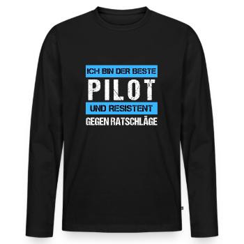 Resistenter Pilot - Männer Premium Bio Langarmshirt - Schwarz - Vorne - Nico (187cm)
