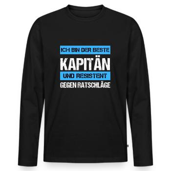 Capitaine résistant - T-shirt manches longues Premium bio Homme - noir - Devant - Nico (187cm)