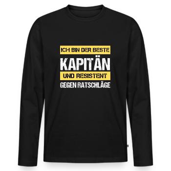 Capitaine résistant - T-shirt manches longues Premium bio Homme - noir - Devant - Nico (187cm)