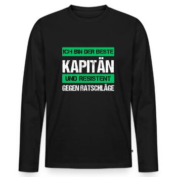 Capitaine résistant - T-shirt manches longues Premium bio Homme - noir - Devant - Nico (187cm)