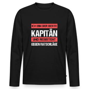 Capitaine résistant - T-shirt manches longues Premium bio Homme - noir - Devant - Nico (187cm)