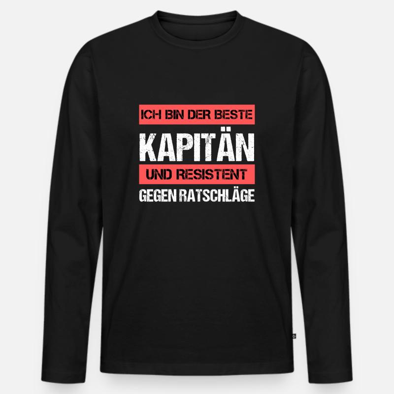 Resistenter Kapitän - Männer Premium Bio Langarmshirt - Schwarz