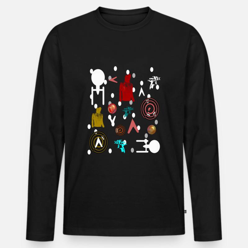 Science Fiction bunt - Männer Premium Bio Langarmshirt - Schwarz