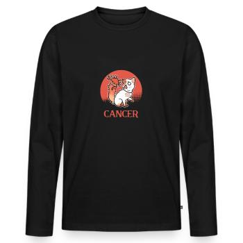 Krebs Sternzeichen Katze Geburtstag Kätzchen Kater - Männer Premium Bio Langarmshirt - Schwarz - Vorne - Nico (187cm)