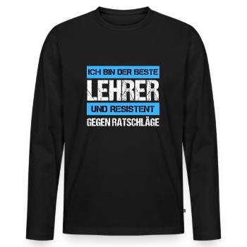 Professeur résistant - T-shirt manches longues Premium bio Homme - noir - Devant - Nico (187cm)
